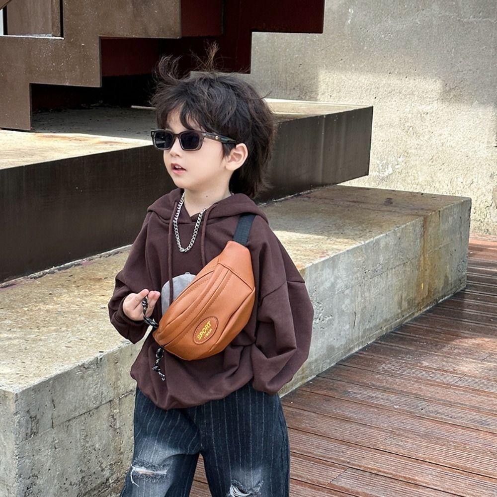 Túi trẻ em HAPPYNOOK, Túi đeo ngực dung tích lớn bằng da, Túi đeo vai thể thao có dây kéo chống nước