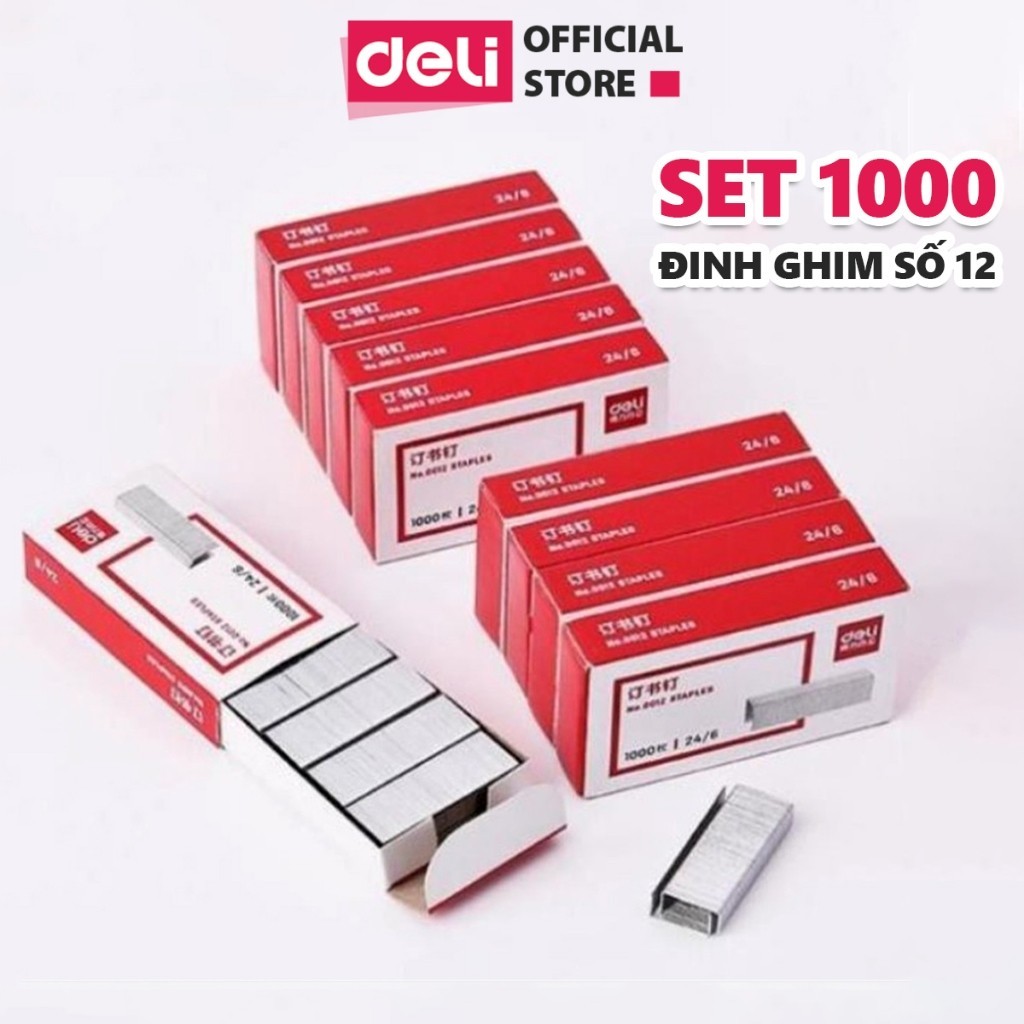 [VPP DELI] Ghim Dập Tài Liệu Số 12 Deli - Hộp Ghim Bấm 1000 cái - 1 hộp