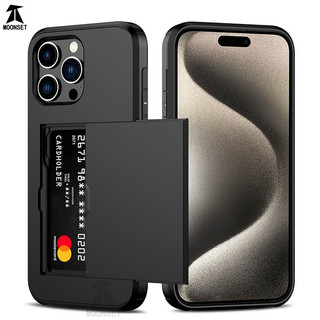 Dành Cho iphone 15 Pro Max / 15 Plus Ví Đựng Thẻ Khe Cắm ID Cửa Trượt Túi Ẩn Chống Trầy Xước Hai Lớp Bảo Vệ Vỏ Cứng TPU Ốp Lưng
