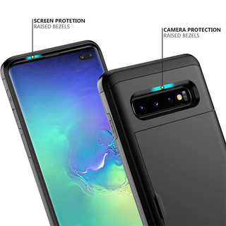 Dành Cho Samsung Galaxy S10 Plus / S10e Ốp Lưng Ví Đựng Thẻ ID Khe Cắm Cửa Trượt Túi Ẩn Chống Trầy Xước Hai Lớp Bảo Vệ Vỏ Cứng TPU Ốp Lưng