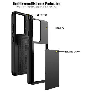 Dành Cho Samsung Galaxy S21 Ultra / S20 Plus / S21 FE Ốp Lưng Ví Đựng Thẻ ID Khe Cắm Cửa Trượt Túi Ẩn Chống Trầy Xước Vỏ Cứng Bảo Vệ Hai Lớp Vỏ TPU Ốp Lưng