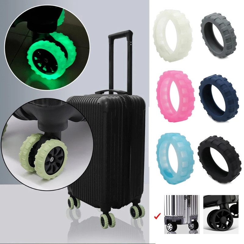 Vỏ Vali Silicon Đa Phong Cách - Giảm Tiếng Ồn Đệm Bánh - Vỏ Con Lăn Hành Lý Huỳnh Quang Dày - Tay Bánh Xe Chống Trơn Trượt Chống Sốc - Bảo Vệ Xe Đẩy Đa Năng