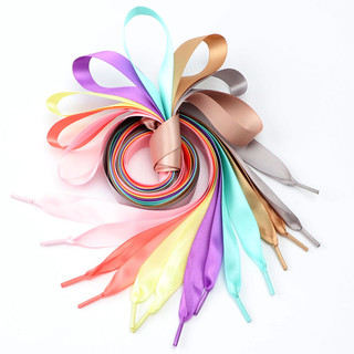 Dây giày ruy băng satin cầu vồng gradient 2cm cho giày nữ, giày thể thao, đế bằng