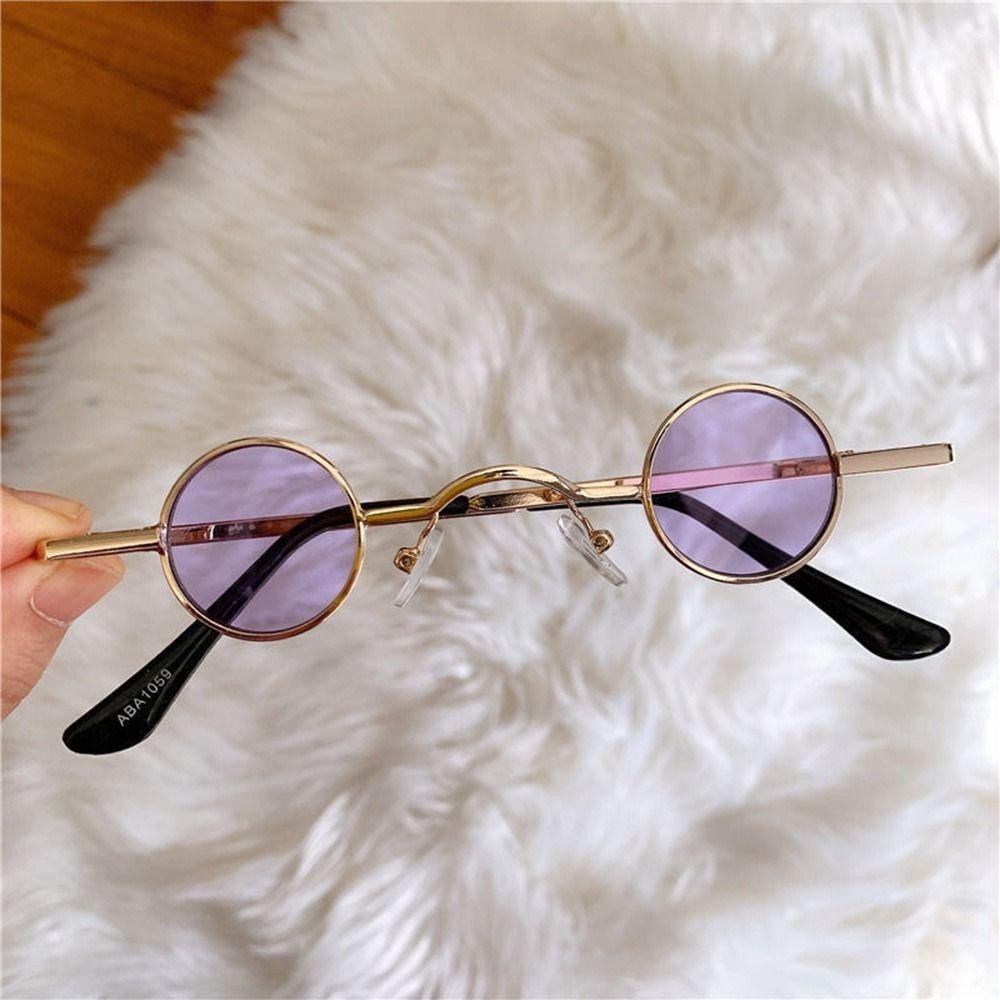 Kính râm FEDAOG Punk, Kính râm tròn nhỏ khung kim loại UV400, Kính râm Mini màu kẹo cổ điển Đi xe đạp / Lái xe / Câu cá
