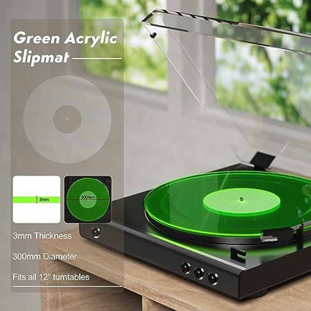 Acrylic Turntable Mat, Acrylic Record Platter Slipmat Replacement For 12 Inch Record Player, Universal Turntable Slip Mat, Anti Static Slipmat (Transparent Blue
