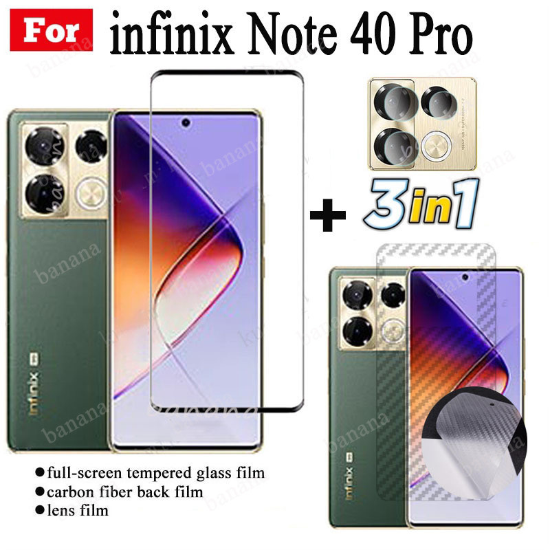 Phim thủy tinh 3 TRONG 1 Infinix Note 40 Pro 5GTempered Infinix Note 40 Pro Plus Note 40 Pro 4G Phim thủy tinh phủ toàn diện + Bảo vệ kính ống kính máy ảnh