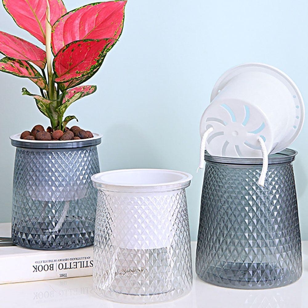 Chậu cây MONOSTYLE, Chậu hoa tự tưới nước bằng nhựa, Nước có thể nhìn thấy Đồ dùng làm vườn Chậu trồng nước