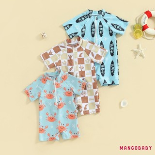 Mg-baby Boys Rash Guard Tay Ngắn Cua In Hình Đồ Bơi Áo liền quần Đồ Bơi Mùa Hè