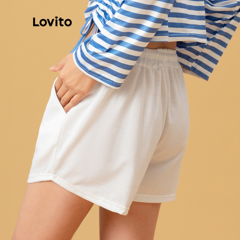 Ảnh Quần short nữ Lovito L00242 lưng thun thiết kế rút dây thời trang năng động cho nữ nhiều màu sắc tùy chọn 2