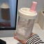 Bình Nước IAPPORTUNIA, Cốc Rơm Nơ Dung Tích Lớn, Cốc Nhựa 500ml Dễ Thương Trà Bong Bóng Cà Phê