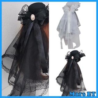 Marset Ruy Băng Ren Nơ Mũ Có Veil Và Kẹp Tóc Dark Series Người Giúp Việc Trang Trí Tóc