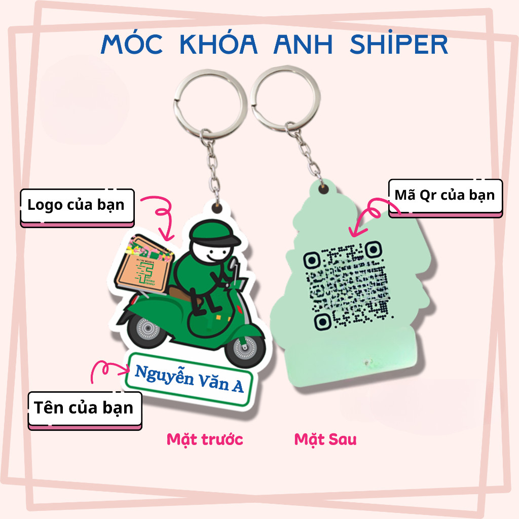 Móc khóa dành cho shiper, in mã  tiện lợi và nhanh chóng,phụ kiện treo  xe, treo balo,treo chìa khóa