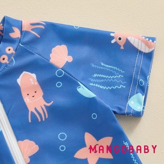 Mg-toddler Bé Trai Rash Guard Đồ Bơi Hoạt Hình Sinh Vật Biển In Hình Tay Ngắn Đồ Bơi Dây Kéo Phía Trước Bộ Đồ Tắm