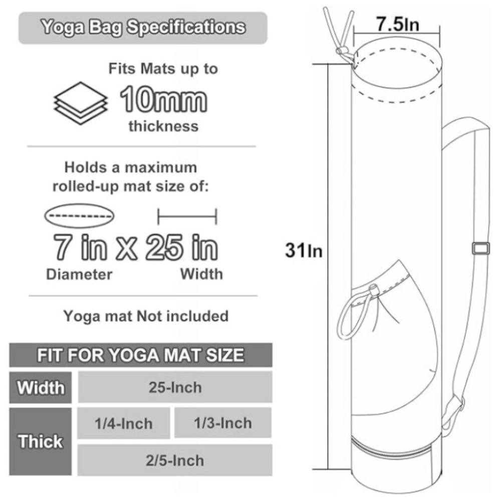 Túi đựng thảm yoga HOBBYIN sức chứa lớn, chống thấm nước, có túi bình nước, dây đeo vai điều chỉnh