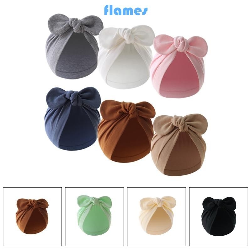 Fl Mũ Bé Màu Trơn Muslin Mũ Mềm Mại Thoáng Khí Mũ Turban 0-12M Trẻ Sơ Sinh Headwrap