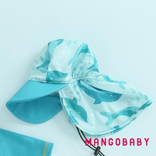 Mg-baby Kids Boys Rash Guard Set Tay Ngắn Cá Heo In Hình Quần Short Mũ Đồ Bơi Mùa Hè Đồ Bơi