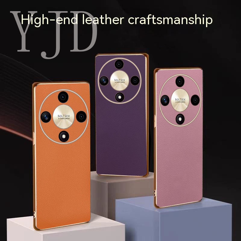Ốp YJD Cho Honor X9b Thanh Lịch Màu Trơn Da Siêu Mỏng Mạ Điện Cạnh Chống Sốc Ốp Lưng Điện Thoại