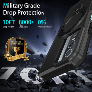 Dành Cho Vivo Y76 5G / Y76s Ốp điện thoại PC Cứng Mặt Sau Mềm TPU Edge Quân Sự Cấp Chống Rơi Chống Sốc Mỏng Bao