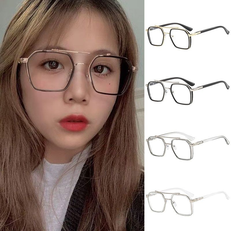 🔆🔆Kính Bảo Hộ Ánh Sáng Xanh Thời Trang Cho Nam Nữ Khung vàng đen phẳng（yimi.vn）