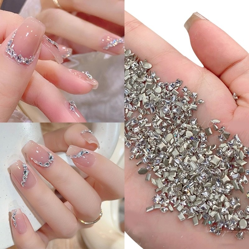 ⚝⚝Richh 50x Móng Tay Hình Không Đều Quyến Rũ Móng Tay Pha Lê Kim Cương Giả DIY Móng Tay Trang Trí