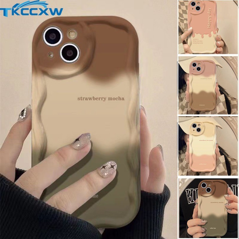 Dành Cho Samsung Galaxy A55 A54 A53 A52 A52S A51 A50 A50S A30S A35 A34 A33 A32 A25 A24 A23 A22 INS Gradient Kem Cao Cấp Màu Cà Phê Latte Ốp lưng Mềm