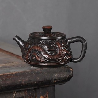 Ấm trà tử đào Khắc Rồng Cát Tường (300ml)