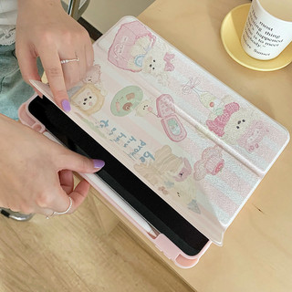 Ốp lưng họa tiết chó con màu hồng Acrylic cứng Tương thích với Mini6 Mini7 A17Pro iPad 5 6 7 8 9 10th 11th A16 Air 11 13 Air4 Air5 10.9 "Pro10.5 Pro11 Pro12,9 2018 Bao da