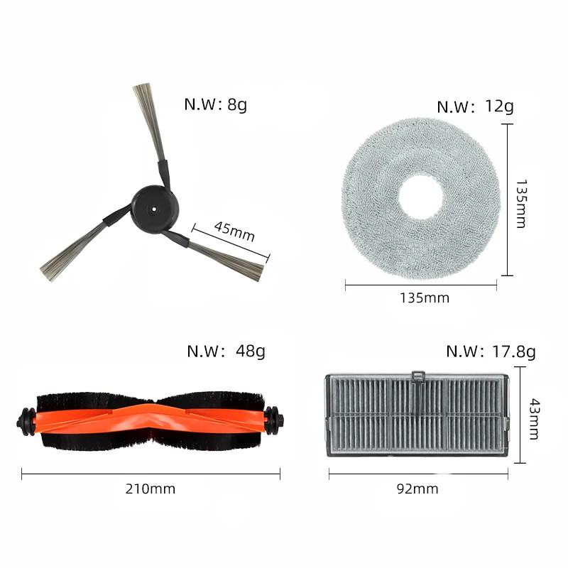 Xiaomi Mijia M40 / D110CN Robot Hút Chân Không Thay Thế Bàn Chải Bên Chính Bộ Lọc HEPA Miếng Lau Nhà Túi Bụi Phụ Kiện