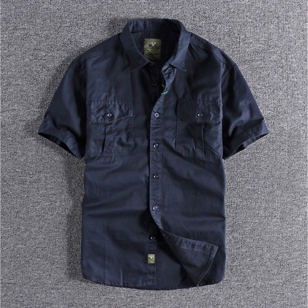 Áo sơ mi Retro túi hộp ngắn tay tactical_dã ngoại