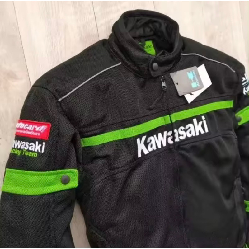Áo khoác bảo hộ kawasaki_kèm bộ gù giáp bảo vệ _racing