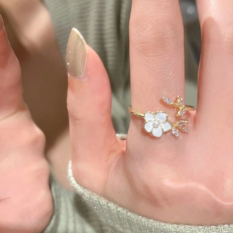 Nhẫn Hở Mỏng Điều Chỉnh Được Dát Đá zircon Đơn Giản Cá Tính Thời Trang