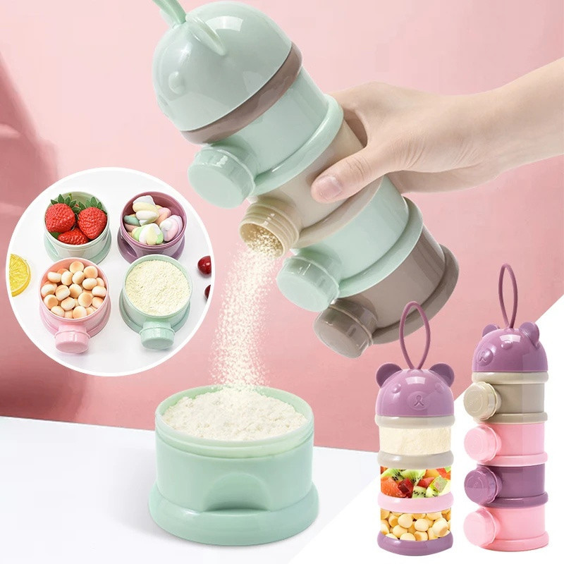 Hộp Chia Sữa,4 Ngăn Độc Lập,Có Quai Cầm Rất Tiện Lợi,Hộp Đựng Sữa Bột Di Động Dung Tích Lớn Có Thể Xếp Chồng Lên Nhau