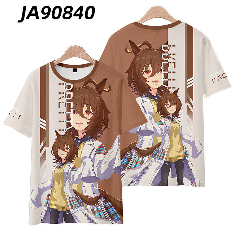 Áo thun cosplay Uma Musume Agnes Tachyon YB1, vải 3D, tay ngắn, phù hợp mùa hè