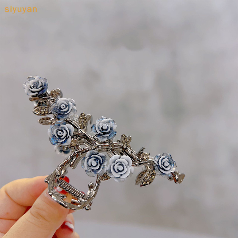 Siyuyan Thời Trang Cô Gái Ngọt Ngào Thẻ Tóc Phụ Kiện Tóc Nữ Mới Hoa Camellia Lấy Kẹp Retro Đuôi Ngựa Bím Tóc Cua Kim Loại Lấy Kẹp VN