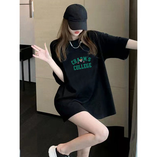 Áo thun ngắn tay nữ áo cotton dáng rộng dài