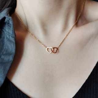 Vòng cổ hợp kim hai trái tim, trang sức nhẹ dành cho xương đòn, thể hiện tình yêu