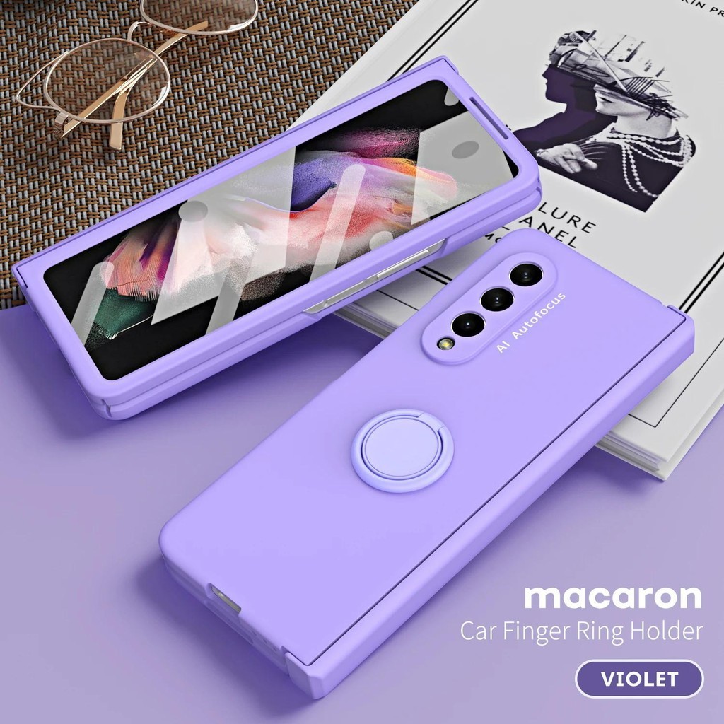 Dành Cho Samsung Galaxy Z Fold 7 5 Ốp Lưng Bản Lề Giáp Từ Gấp 4 3 2 Ngón Tay Giá Đỡ Xe 360 Toàn Bộ Bảo Vệ Chống Sốc