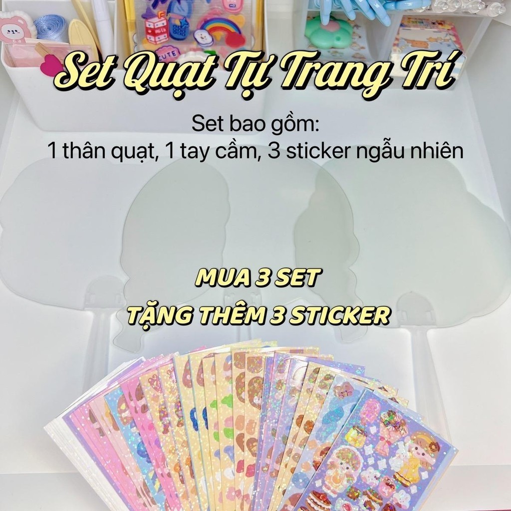 Set Quạt Tự Trang Trí Sáng Tạo Với Sticker Tặng Kèm | Shopee Việt Nam
