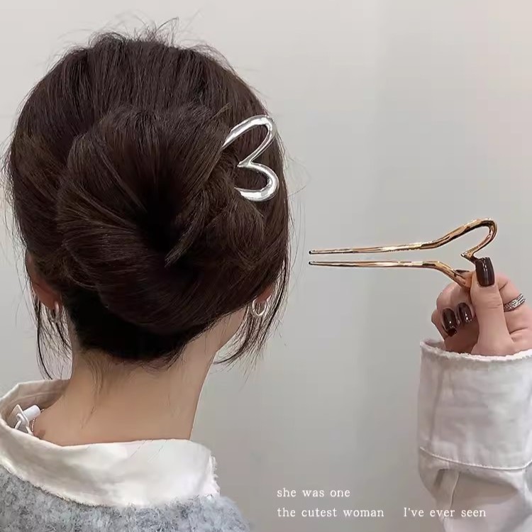 Kẹp tóc trái tim kim loại phong cách Trung Quốc Kẹp tóc nữ