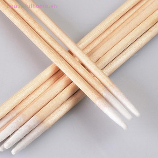 [Beautifulhome] 100 Chiếc Móng Tay Nghệ Thuật Gỗ Cotton Làm Sạch Que Buds Đầu Biểu Bì Pusher Làm Móng Chi Tiết Corrector Nail Polish Remover [beauty]