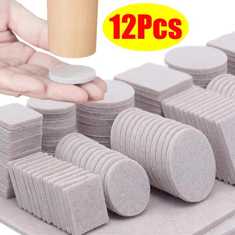 Nhãn dán chân bàn dày đa năng - Thảm lót chân nội thất nỉ tự dính - Chống trượt, Giảm tiếng ồn, Chống trầy xước - Dành cho bàn làm việc, ghế, tủ - Miếng lót đáy nội thất