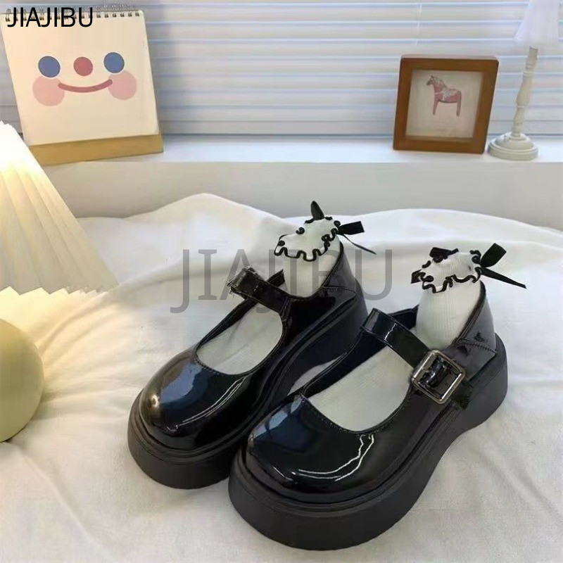 Size 34-46 Korean Fashion Round Toe Platform Mary Jane Shoes Giày Nữ Cỡ Lớn 45 Giày Mũi To Chống Trượt Phong Cách Anh Quốc 44 Giày Da Nhỏ Lolita Đồng Phục JK Nhật Bản 43 Giày Học Sinh Cao Gót Màu Đen 42 French Cosplay Soft-soled Doll Shoes Giày Công Chúa