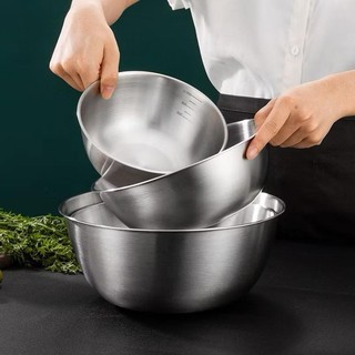 Sét 3 bát âu inox  có vạch chia, bộ 3 bát thau nấu ăn làm bánh đựng thực phẩm