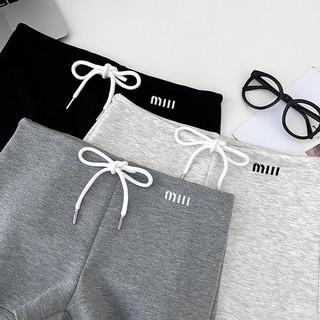 Quần short nữ mùa hè thêu chữ có eo cao thời trang