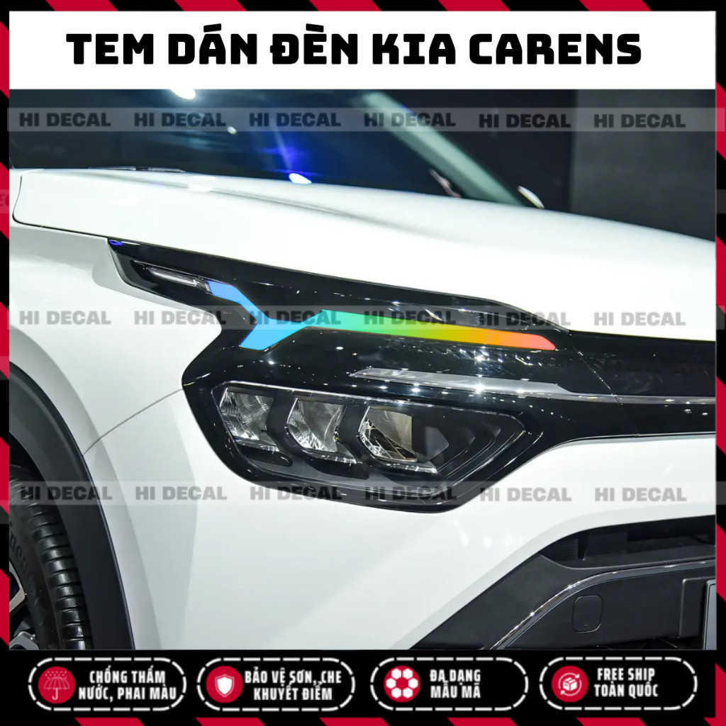 Tem decal dán đèn xe Carens đổi màu , tem dán đổi màu đèn Kia Carens trang trí xe chống nước, bền màu