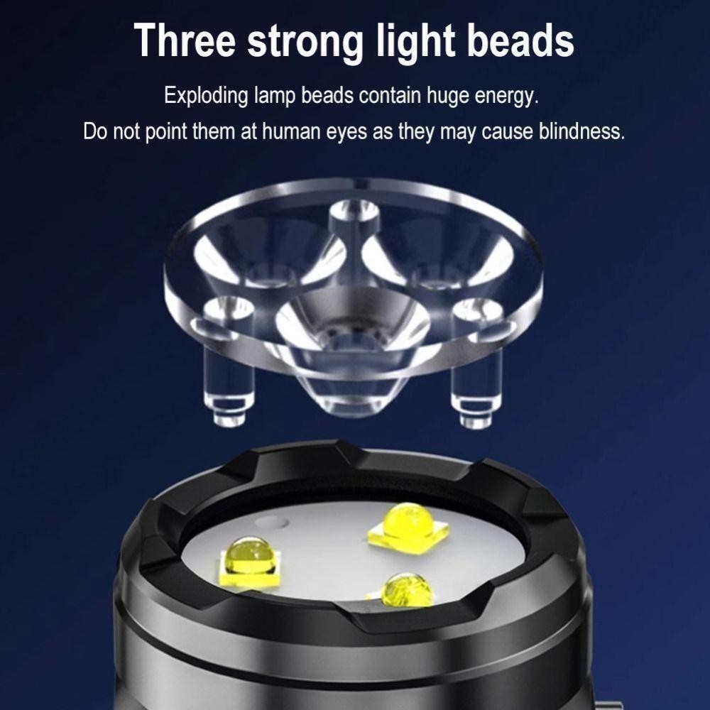 Đèn pin Mini SLICELLIFE, Đèn pin ngón tay cái ba mắt ABS, Đèn pin cầm tay chiếu sáng siêu mạnh có thể sạc lại 5 bánh răng