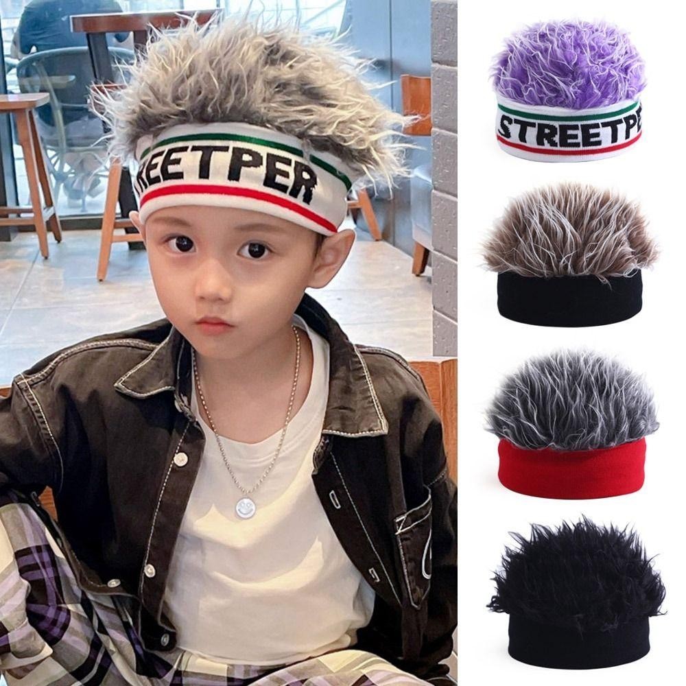 YMIFI Trẻ Em Tóc Giả Mũ, Co Giãn Ngộ nghĩnh Beanies Mũ, Thời Trang Cá Tính Dệt Kim Tóc Mát Tích Hợp Mũ Bé Trai Bé Gái