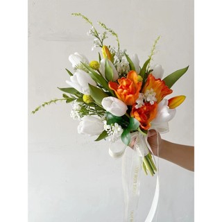 Bó hoa cưới từ hoa tulip vải CEVERIA phụ kiện chụp ảnh