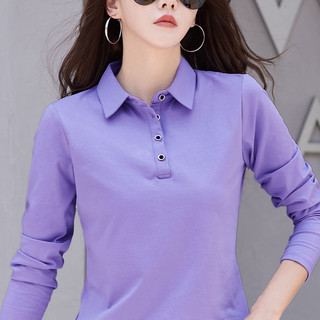 Cao Cấp Cotton Nguyên Chất Dài Tay Áo Thun Nữ polo Áo Sơ Mi Đầu Thu Phong Cách Mới Bên Trong Đáy Áo Sơ Mi Nữ Mỏng Hơn Nhìn Ve Áo Thể Thao Top