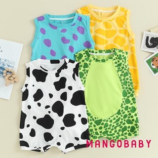 Mg-baby Bé Gái Bé Trai Áo Liền Quần Hoạt Hình In Hình Đuôi Cổ Tròn Áo Liền Quần Mùa Hè Thường Ngày Quần Áo Tập Đi Body